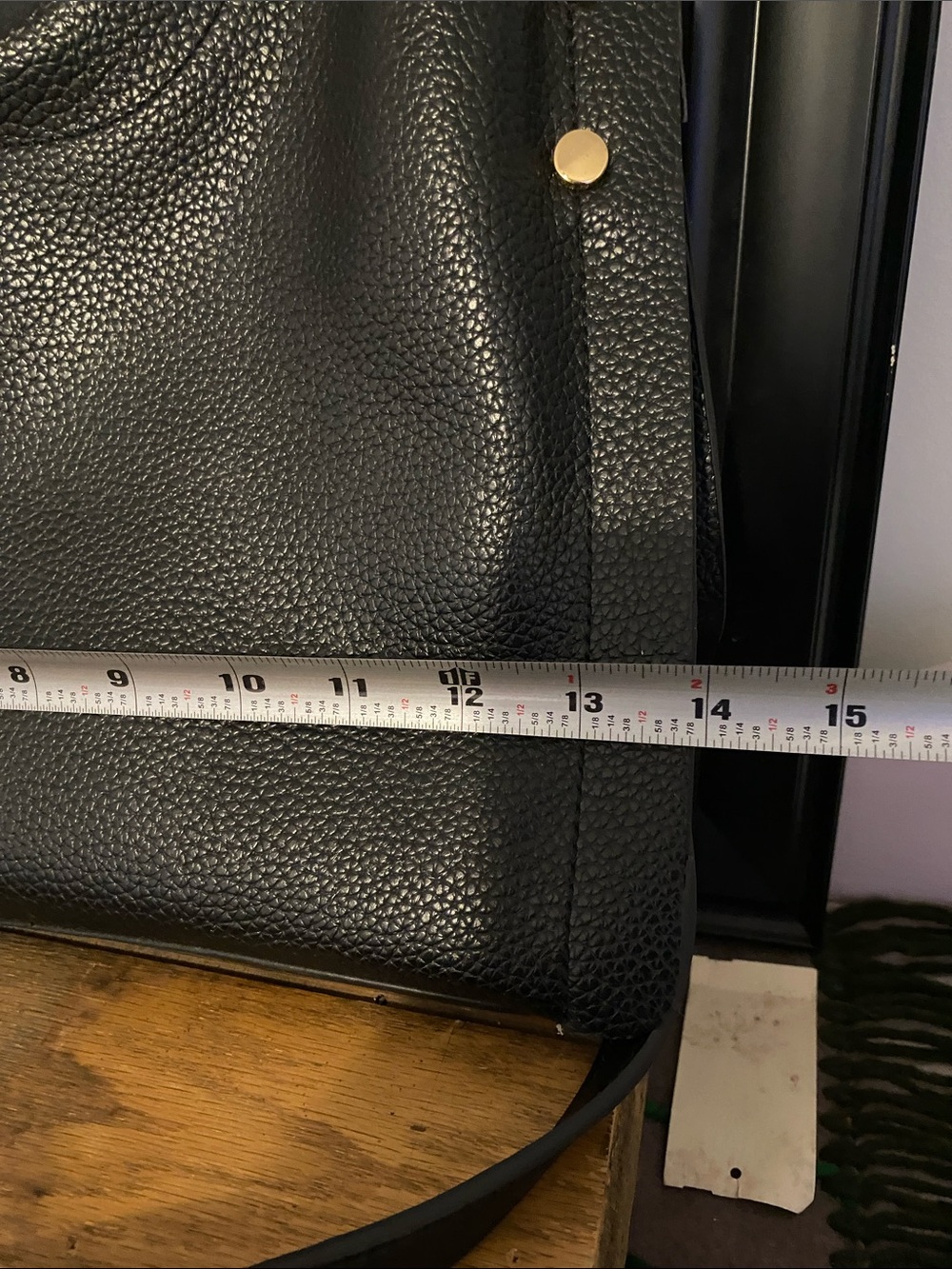 Classic Black Pebbled Leather Tote with Gold Accents - Picture 4 of 8